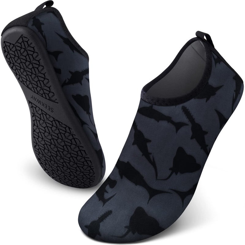 SEEKWAY Water Shoes Barefoot Aqua Socks Non Slip Quick-Dry for Beach Pool Swimming River Lake Women Men Black Shark SK001 - Image 1